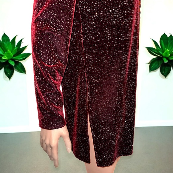 J.B.S. Deep Red Velvety Glittering Tunic - Picture 10 of 14